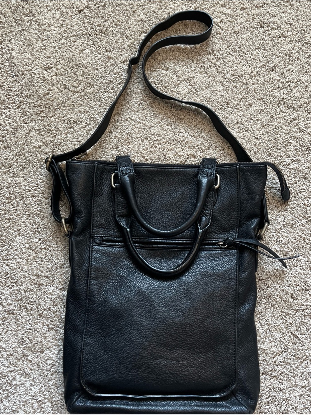 Black Pebbled Leather Marc New York Shoulder Bag - Sleek Everyday Tote